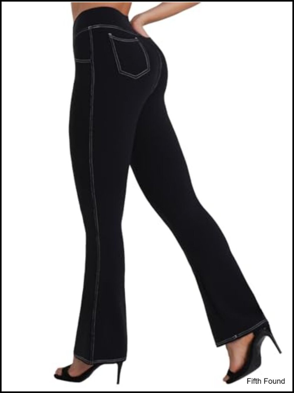 Sunzel High Waisted Mini Flare Leggings with Pockets Recycled Stretch Yoga Pants